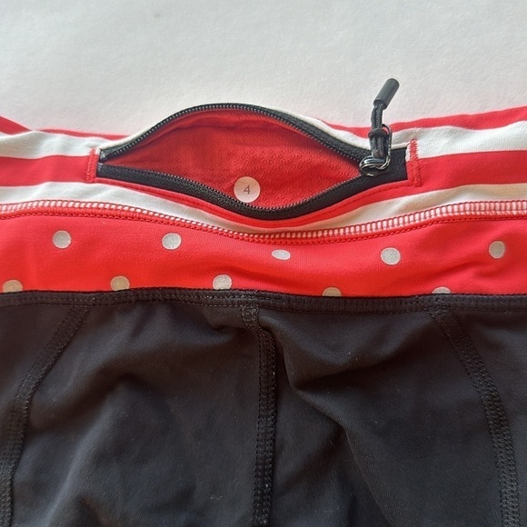 Lululemon Seawheeze Run Inspire Crop Leggings Orange stripes polka dot 4 - Picture 3 of 7